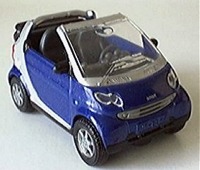 SIKU 1042 Famous SMART CABRIO Car in Metallic BLUE & SILVER Color MINT on Card 
